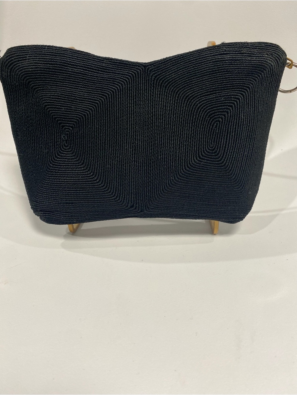 Elegant Genuine Corde’ Black Beaded Wristlet Clutch